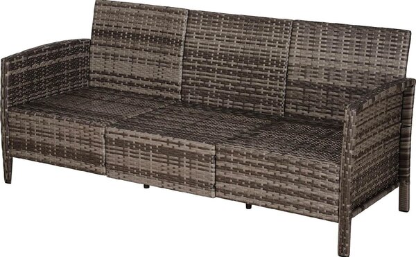 VivaGarden Divano da Esterno 3 Posti con Cuscini in Rattan 173x68x78 cm con Cuscini colore Grigio