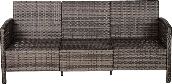 VivaGarden Divano da Esterno 3 Posti con Cuscini in Rattan 173x68x78 cm con Cuscini colore Grigio