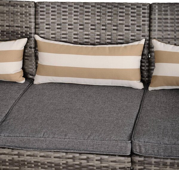 VivaGarden Divano da Esterno 3 Posti con Cuscini in Rattan 173x68x78 cm con Cuscini colore Grigio