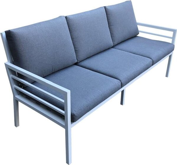 Amicasa Divano da Esterno 3 Posti con Cuscini in Alluminio 186x73x85 cm colore Bianco - Loren
