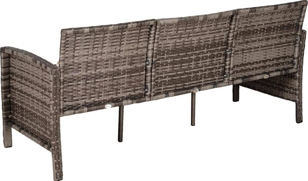 VivaGarden Divano da Esterno 3 Posti con Cuscini in Rattan 173x68x78 cm con Cuscini colore Grigio