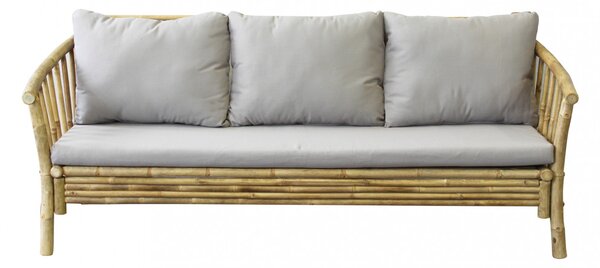 VivaGarden Divano da Esterno 3 Posti con Cuscini in Bamboo 190x74x80 cm colore Naturale - Borough