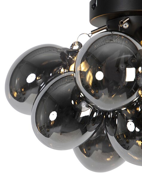 Plafoniera smart nera con vetro fumé 3 luci incluse 3 Wifi G9 - Uvas