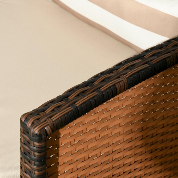 VivaGarden Divano da Esterno 3 Posti in Rattan PE con Cuscini Imbottiti e Sfoderabili 173x68x78 cm colore Marrone