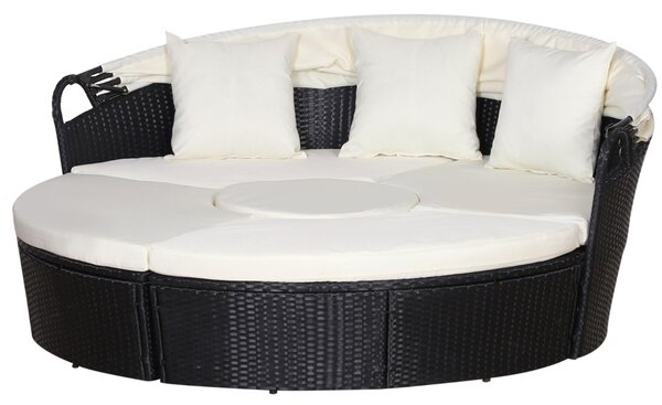 VivaGarden Divano da Esterno a conchiglia con Cuscini in Rattan PE 180x175x147 cm colore Nero/Beige