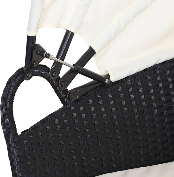 VivaGarden Divano da Esterno a conchiglia con Cuscini in Rattan PE 180x175x147 cm colore Nero/Beige