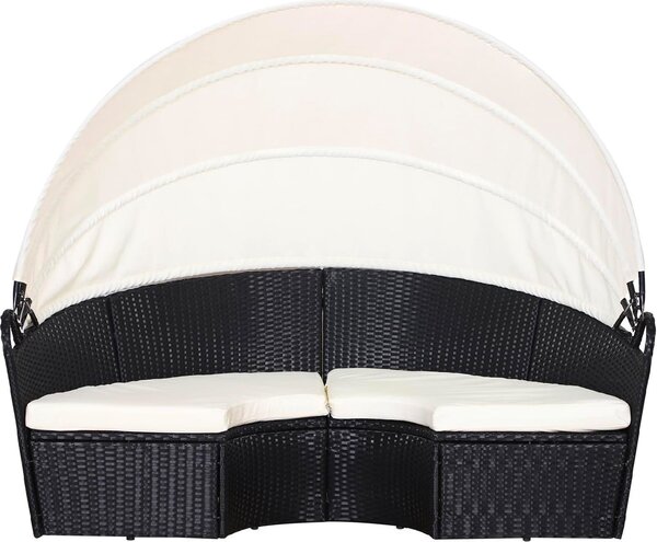 VivaGarden Divano da Esterno a conchiglia con Cuscini in Rattan PE 180x175x147 cm colore Nero/Beige