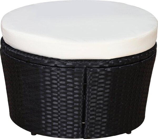 VivaGarden Divano da Esterno a conchiglia con Cuscini in Rattan PE 180x175x147 cm colore Nero/Beige