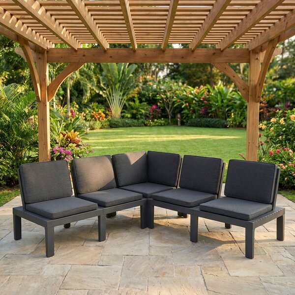 VivaGarden Divano da Esterno Angolare 4 Posti con Cuscini in Polipropilene 78x78x70 cm colore Antracite