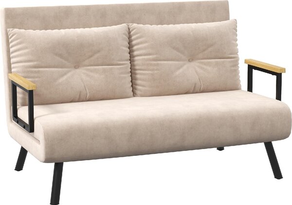 DecHome Divano Letto 2 Posti in Tessuto effetto Velluto Dimensioni 102x73x81 cm colore Beige