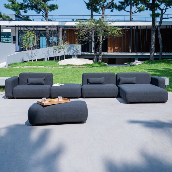 DecHome Divano da Esterno Modulare Lato Destro con Cuscini in Alluminio 119x65x40 cm colore Grigio Scuro