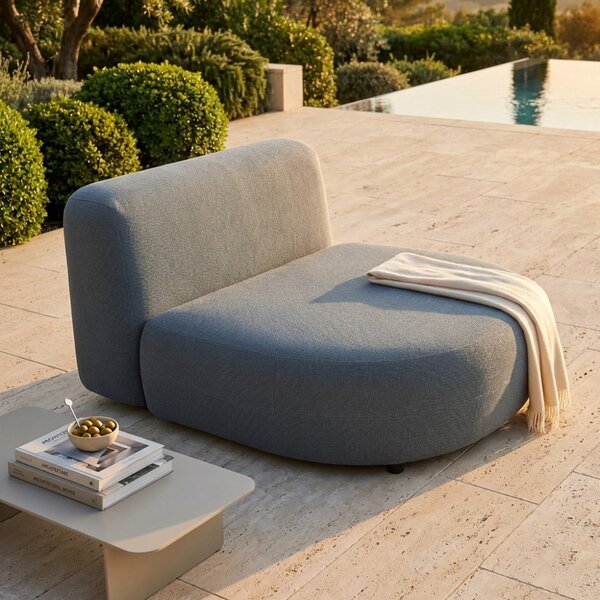 DecHome Divano da Esterno Modulare Centrale con Cuscini in Alluminio 127x110x40 cm colore Grigio Scuro
