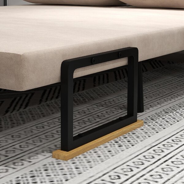 DecHome Divano Letto 2 Posti in Tessuto effetto Velluto Dimensioni 102x73x81 cm colore Beige