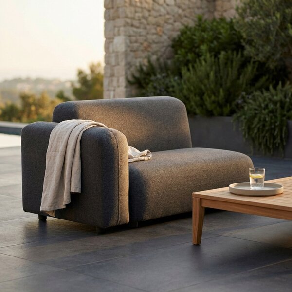 DecHome Divano da Esterno Modulare Lato Destro con Cuscini in Alluminio 119x65x40 cm colore Grigio Scuro