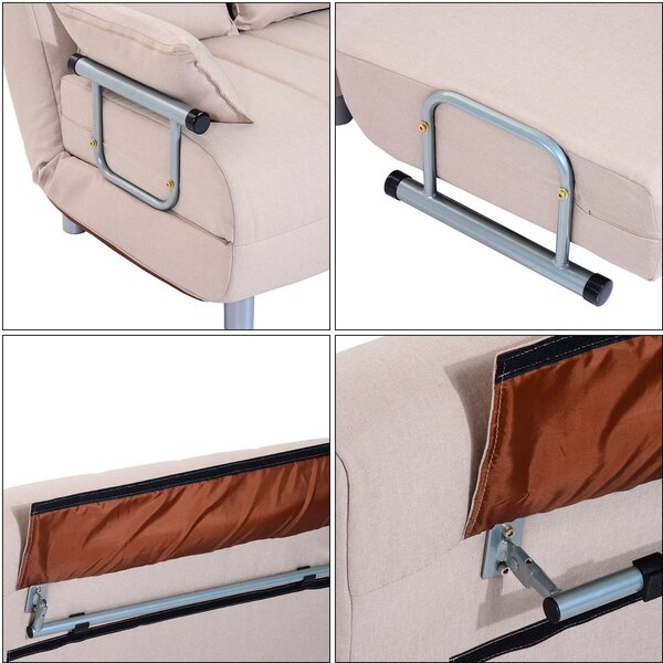 DecHome Divano Letto 2 Posti Moderno in Tessuto Dimensioni 102x82x81 cm colore Beige