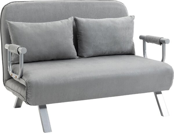 DecHome Divano Letto 2 Posti Moderno in Ecopelle Dimensioni 111x80x78 cm colore Grigio Chiaro