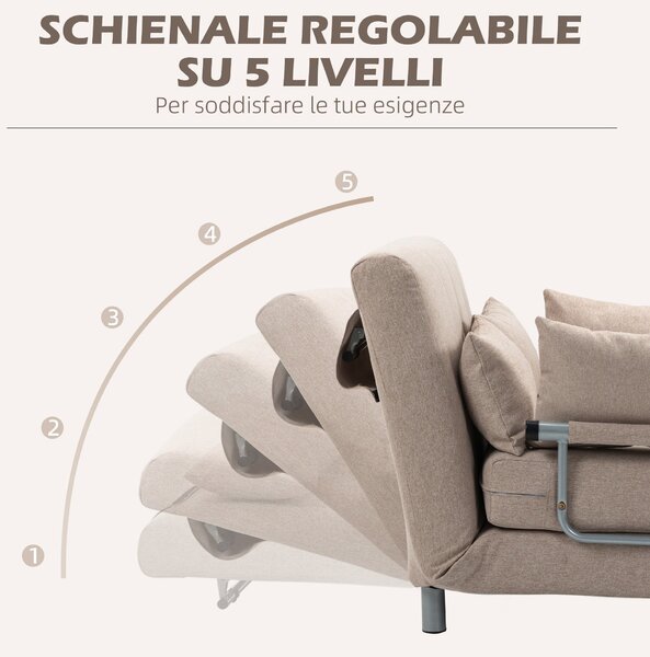 DecHome Divano Letto 2 Posti Moderno in Tessuto Dimensioni 102x82x81 cm colore Beige