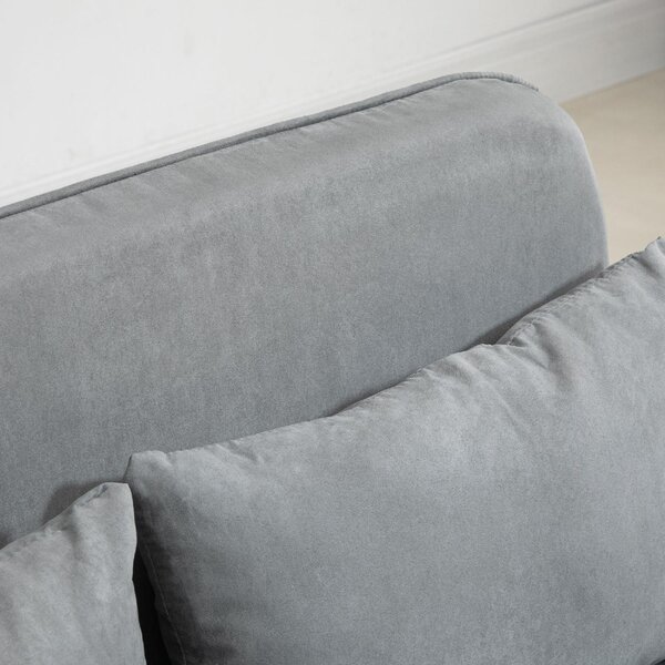 DecHome Divano Letto 2 Posti Moderno in Ecopelle Dimensioni 111x80x78 cm colore Grigio Chiaro