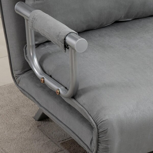 DecHome Divano Letto 2 Posti Moderno in Ecopelle Dimensioni 111x80x78 cm colore Grigio Chiaro