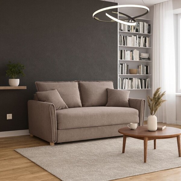 DecHome Divano Letto 2 Posti Moderno in Tessuto Dimensioni 176x93x97 cm colore Taupe - Cassie