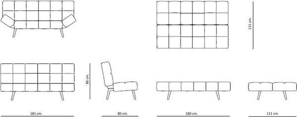 DecHome Divano Letto 2 Posti Moderno in Tessuto Dimensioni 181x81x86 cm colore Patchwork - Dube