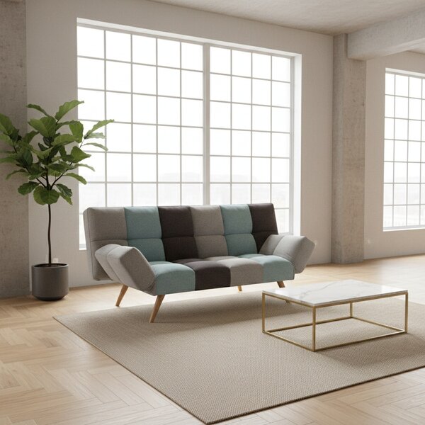 DecHome Divano Letto 2 Posti Moderno in Tessuto Dimensioni 181x81x86 cm colore Patchwork - Dube