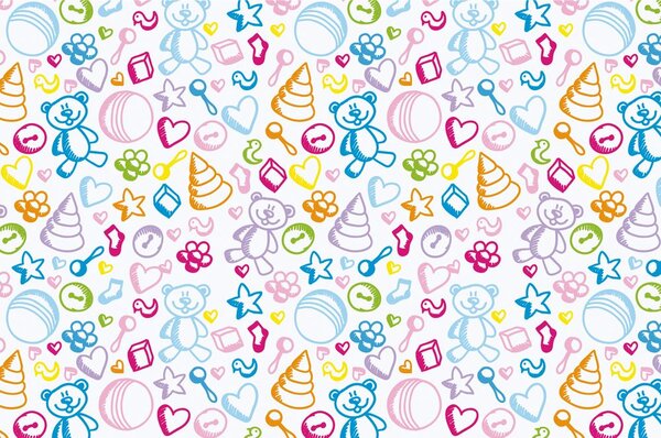 Carta da parati – Giocattoli in colori pastello