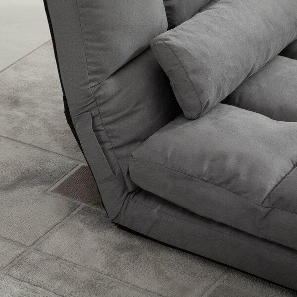 DecHome Divano Letto 2 Posti Moderno in Tessuto Scamosciato Dimensioni 130x73x60 cm colore Grigio Chiaro