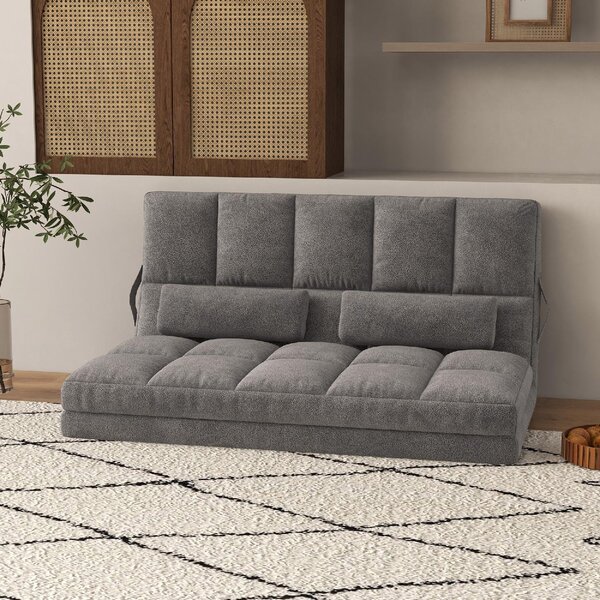 DecHome Divano Letto 2 Posti Moderno in Tessuto Scamosciato Dimensioni 130x73x60 cm colore Grigio Carbone