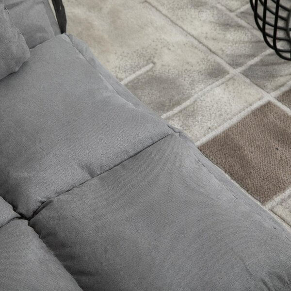 DecHome Divano Letto 2 Posti Moderno in Tessuto Scamosciato Dimensioni 130x73x60 cm colore Grigio Chiaro