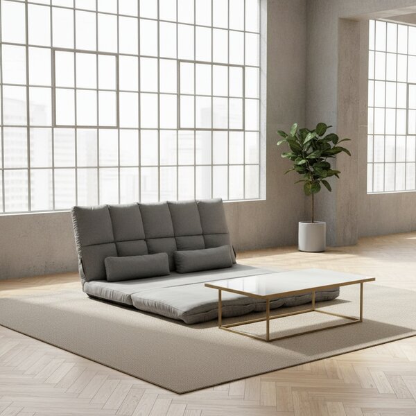 DecHome Divano Letto 2 Posti Moderno in Tessuto Scamosciato Dimensioni 130x73x60 cm colore Grigio Chiaro