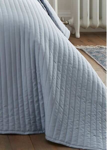 Copriletto blu con rivestimento trapuntato 230x220 cm Quilted Lines – Bianca