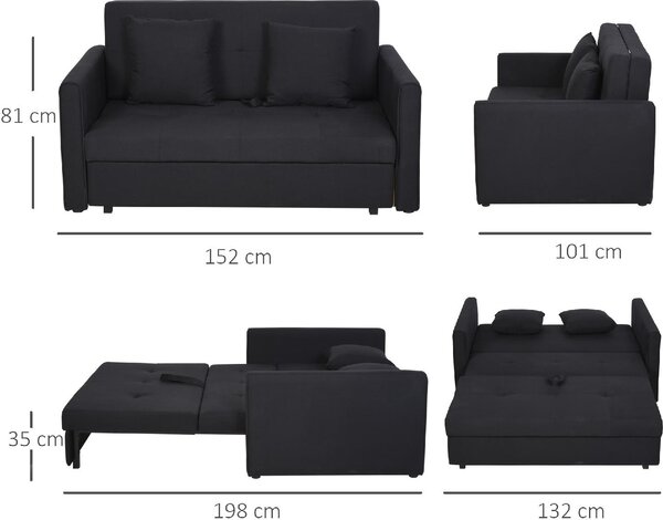 DecHome Divano Letto 2 Posti Moderno Vano Contenitore in Tessuto Dimensioni 152x101x81 cm colore Grigio Scuro