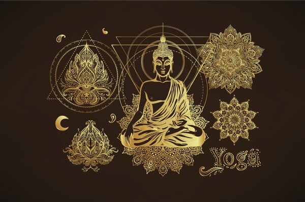 Carta da parati – Buddha dorato meditativo