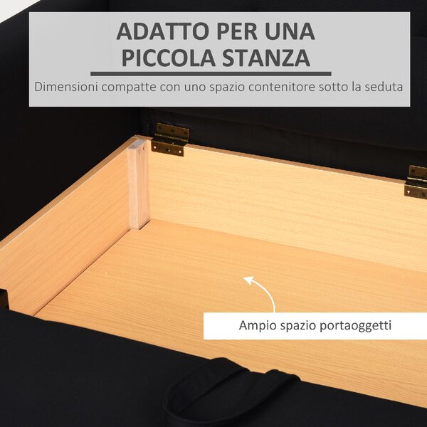 DecHome Divano Letto 2 Posti Moderno Vano Contenitore in Tessuto Dimensioni 152x101x81 cm colore Grigio Scuro