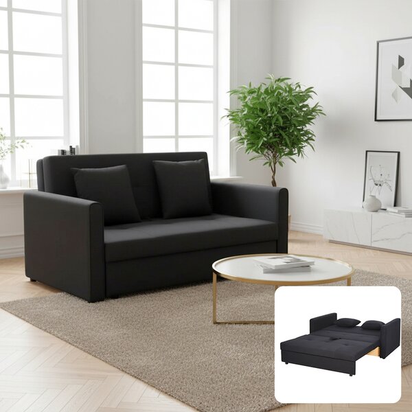 DecHome Divano Letto 2 Posti Moderno Vano Contenitore in Tessuto Dimensioni 152x101x81 cm colore Grigio Scuro