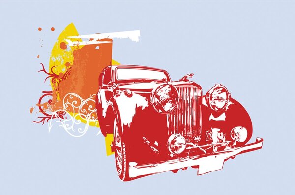 Carta da parati – Auto retrò con astrazione