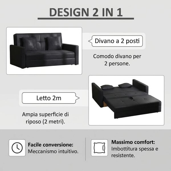 DecHome Divano Letto 2 Posti Moderno Vano Contenitore in Tessuto Dimensioni 152x101x81 cm colore Grigio Scuro