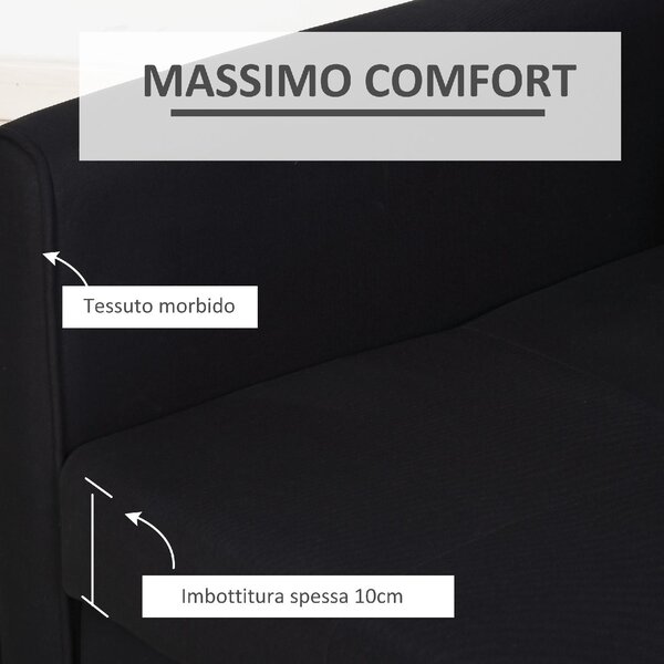 DecHome Divano Letto 2 Posti Moderno Vano Contenitore in Tessuto Dimensioni 152x101x81 cm colore Grigio Scuro