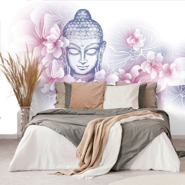 Carta da parati – Buddha con fiori di sakura