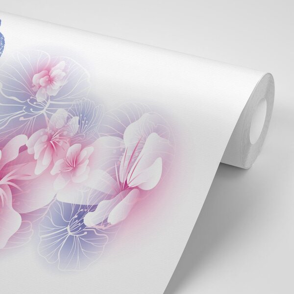 Carta da parati – Buddha con fiori di sakura