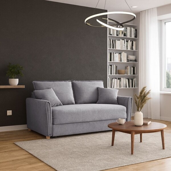 DecHome Divano Letto 2 Posti Moderno Vano Contenitore in Tessuto Dimensioni 176x93x97 cm colore Grigio - Cassie