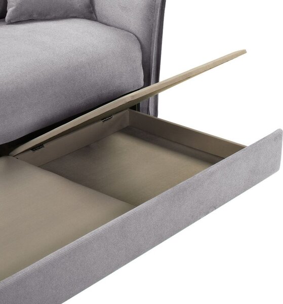 DecHome Divano Letto 2 Posti Moderno Vano Contenitore in Tessuto Dimensioni 176x93x97 cm colore Grigio - Cassie