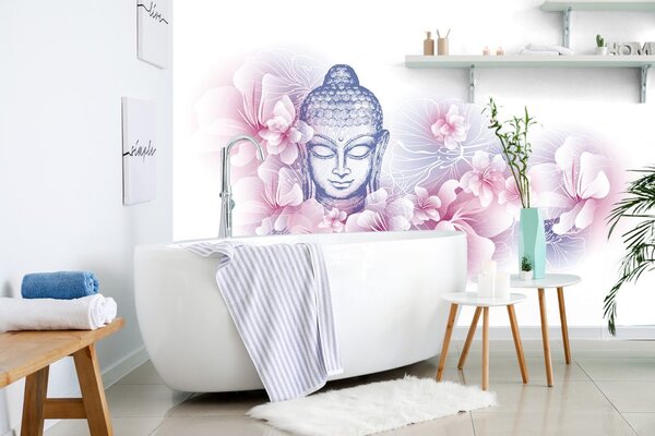 Carta da parati – Buddha con fiori di sakura