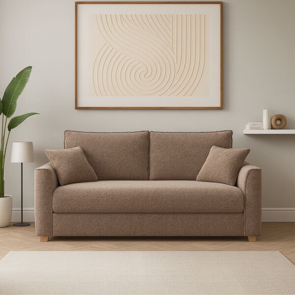 DecHome Divano Letto 2 Posti Moderno Vano Contenitore in Tessuto Dimensioni 180x93x97 cm colore Taupe - Cosy