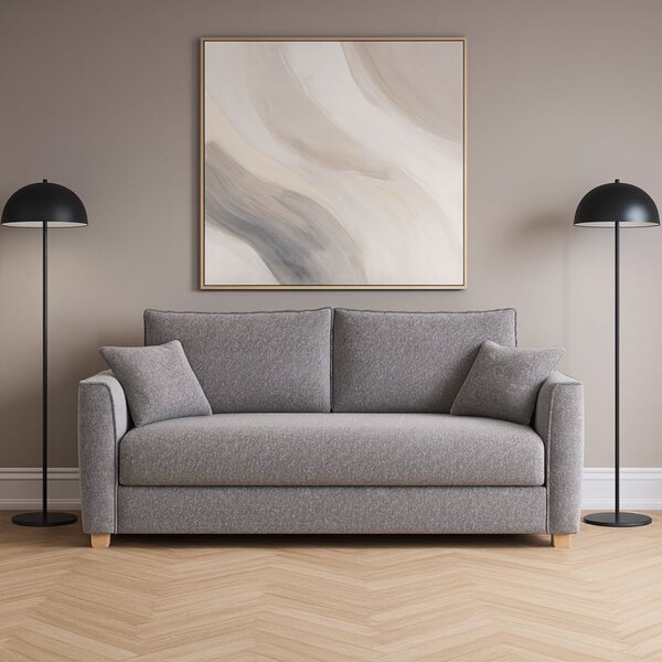 DecHome Divano Letto 2 Posti Moderno Vano Contenitore in Tessuto Dimensioni 180x93x97 cm colore Grigio - Cosy