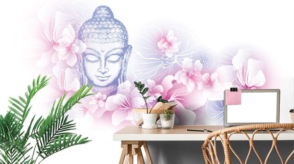 Carta da parati – Buddha con fiori di sakura