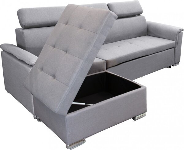 DecHome Divano Letto 3 Posti Moderno con Penisola in Tessuto Dimensioni 234x148x84 cm colore Grigio Chiaro
