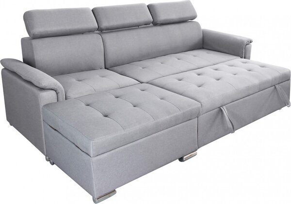 DecHome Divano Letto 3 Posti Moderno con Penisola in Tessuto Dimensioni 234x148x84 cm colore Grigio Chiaro
