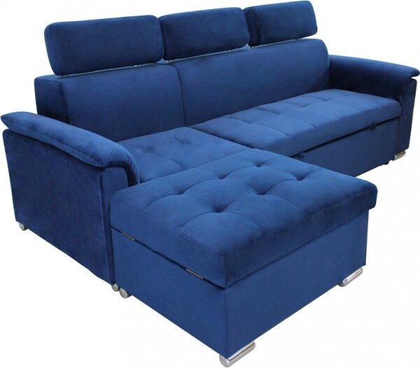 DecHome Divano Letto 3 Posti Moderno con Penisola in Tessuto Dimensioni 234x148x84 cm colore Blu